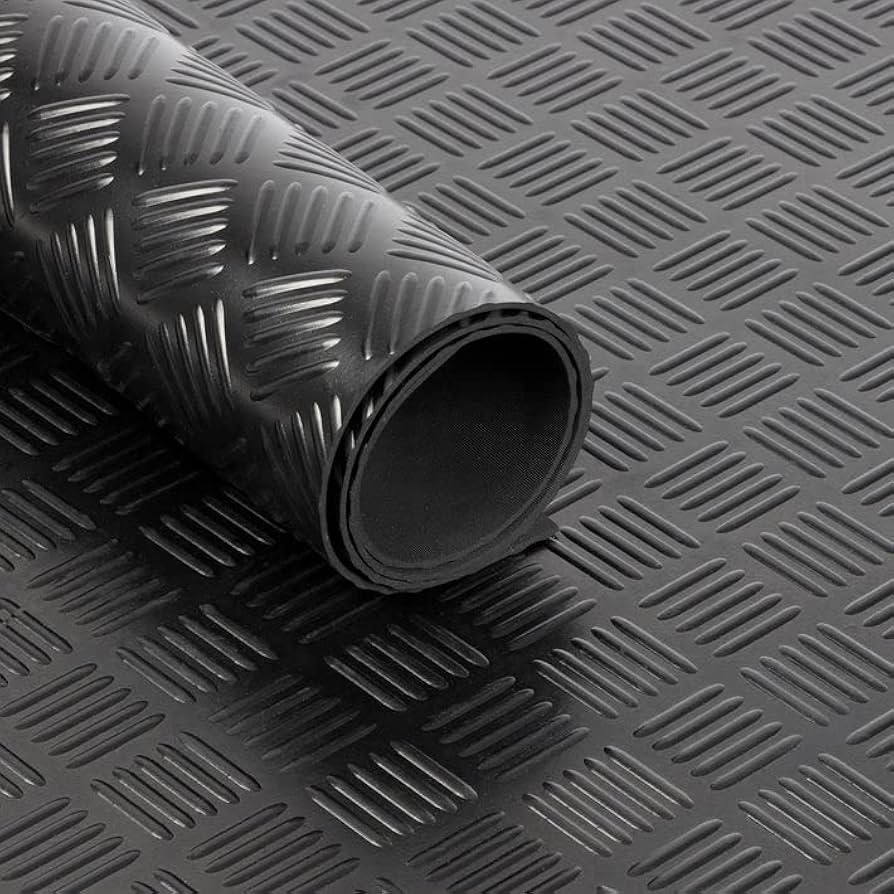 Rubber Flooring Heavy Duty Shock Absorbing Matting Bar Pattern (1.5m Wide Roll)
