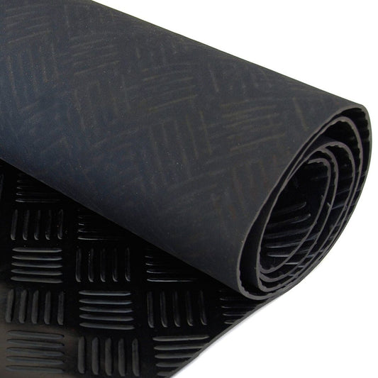 Rubber Flooring Heavy Duty Shock Absorbing Matting Bar Pattern (1.5m Wide Roll)