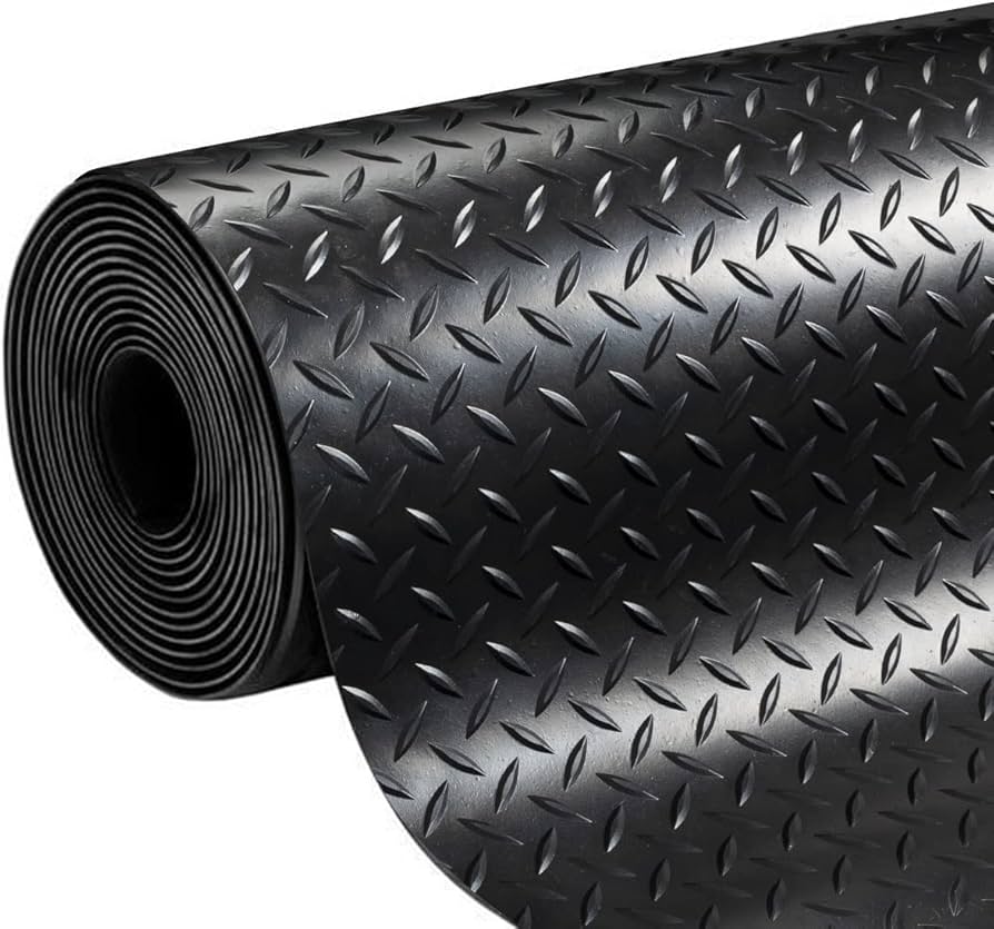Rubber Flooring Checker Pattern Anti-Slip Thick Matting Rolls (3mm & 5mm)