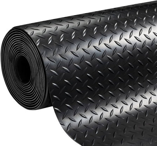 Rubber Flooring Checker Pattern Anti-Slip Thick Matting Rolls (3mm & 5mm)
