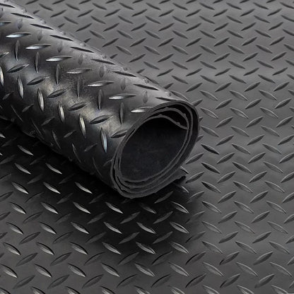 Rubber Flooring Checker Pattern Anti-Slip Thick Matting Rolls (3mm & 5mm)