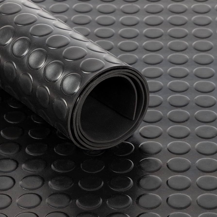 Rubber Flooring Coin Pattern Anti-Slip Thick Matting Rolls (3mm)